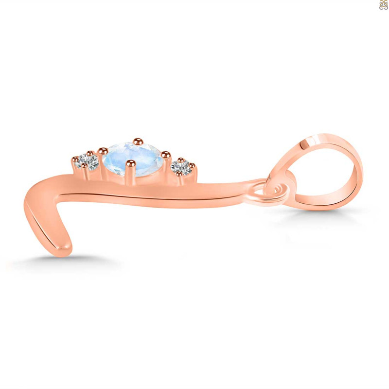 Moonstone & White Topaz Alphabet L Pendant RBM-RDA-12.
