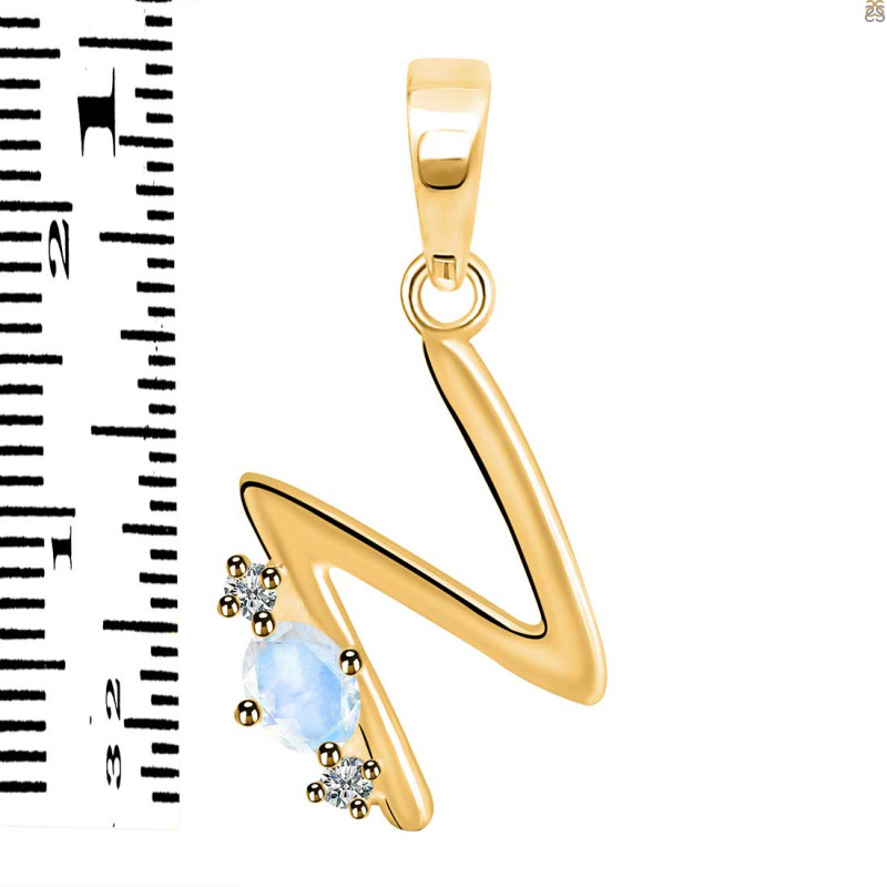 Moonstone & White Topaz Alphabet N Pendant RBM-RDA-14.