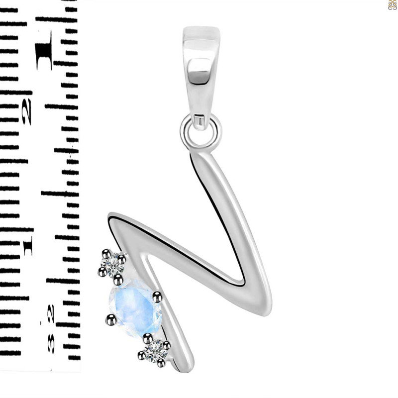 Moonstone & White Topaz Alphabet N Pendant RBM-RDA-14.