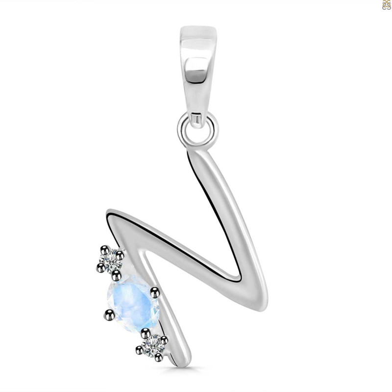 Moonstone & White Topaz Alphabet N Pendant RBM-RDA-14.