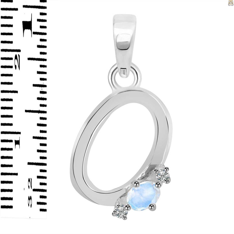 Moonstone & White Topaz Alphabet O Pendant RBM-RDA-15.