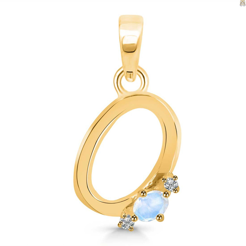 Moonstone & White Topaz Alphabet O Pendant RBM-RDA-15.