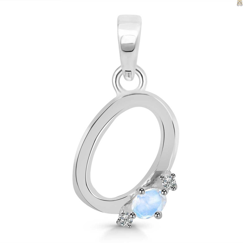 Moonstone & White Topaz Alphabet O Pendant RBM-RDA-15.