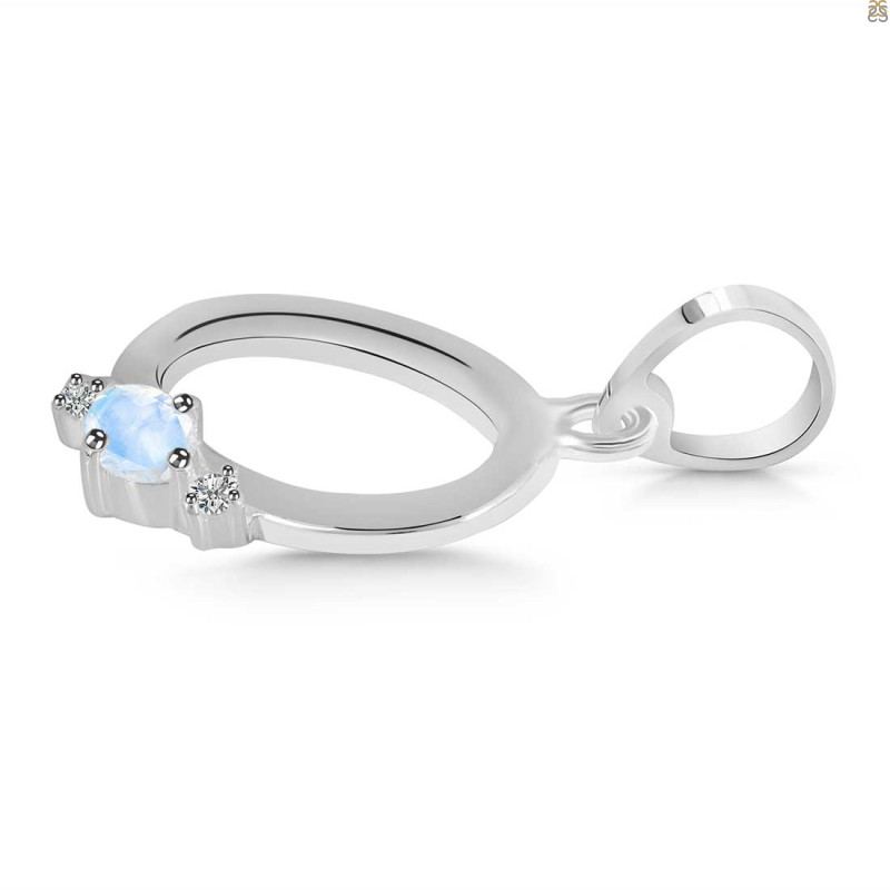 Moonstone & White Topaz Alphabet O Pendant