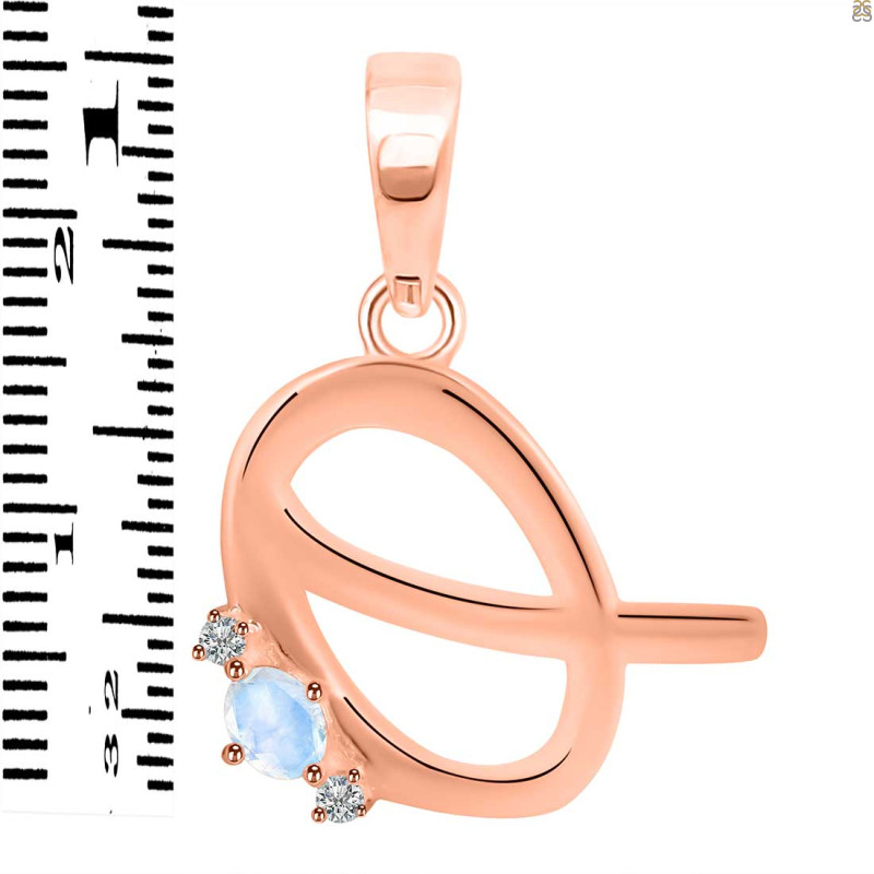 Moonstone & White Topaz Alphabet Q Pendant RBM-RDA-17.