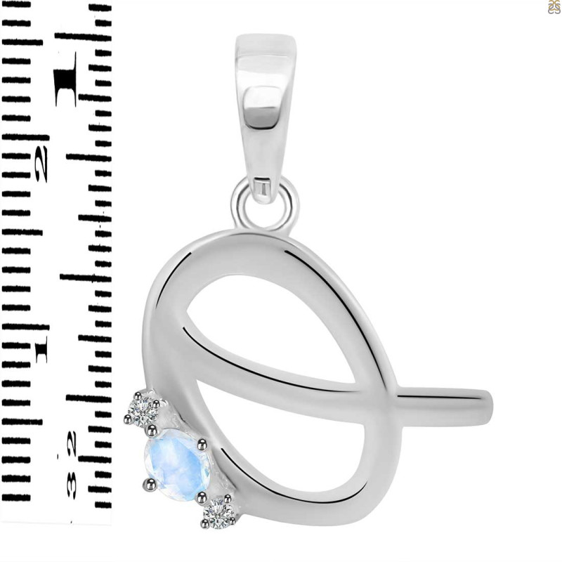 Moonstone & White Topaz Alphabet Q Pendant RBM-RDA-17.