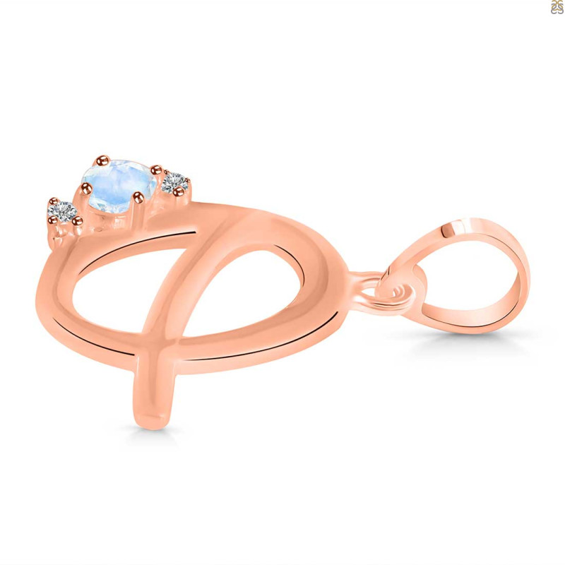 Moonstone & White Topaz Alphabet Q Pendant RBM-RDA-17.