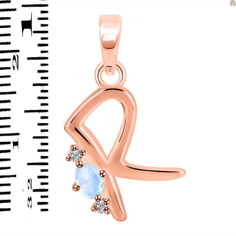 Moonstone & White Topaz Alphabet R Pendant RBM-RDA-18.