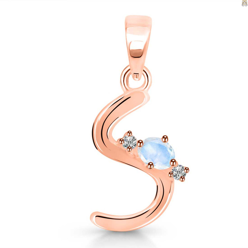 Moonstone & White Topaz Alphabet S Pendant RBM-RDA-19.