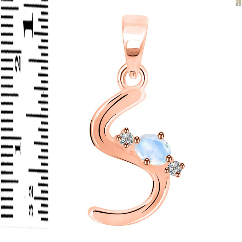 Moonstone & White Topaz Alphabet S Pendant RBM-RDA-19.