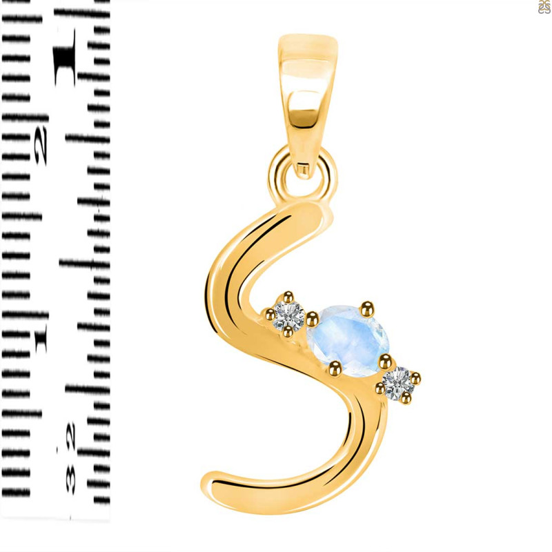Moonstone & White Topaz Alphabet S Pendant RBM-RDA-19.