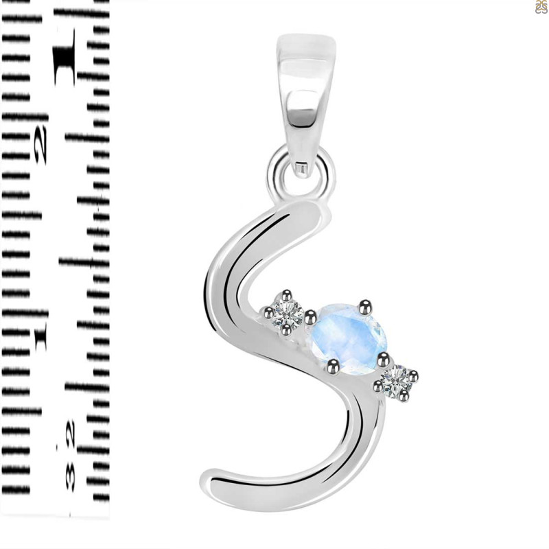 Moonstone & White Topaz Alphabet S Pendant RBM-RDA-19.