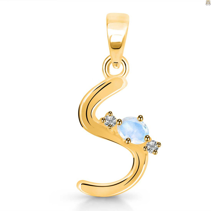 Moonstone & White Topaz Alphabet S Pendant RBM-RDA-19.