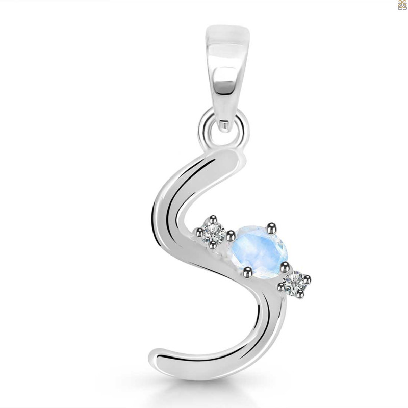 Moonstone & White Topaz Alphabet S Pendant RBM-RDA-19.