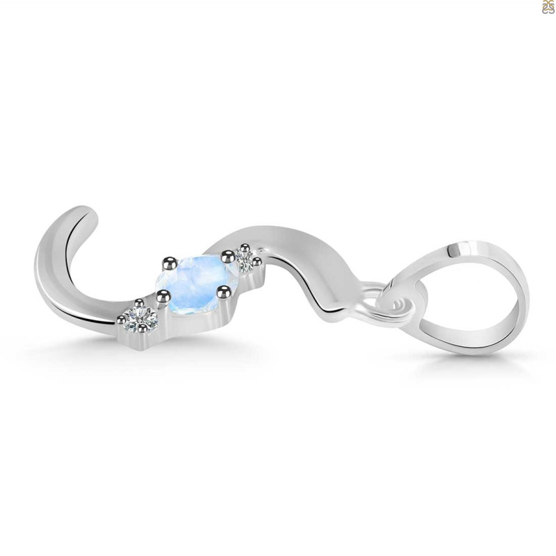 Moonstone & White Topaz Alphabet S Pendant