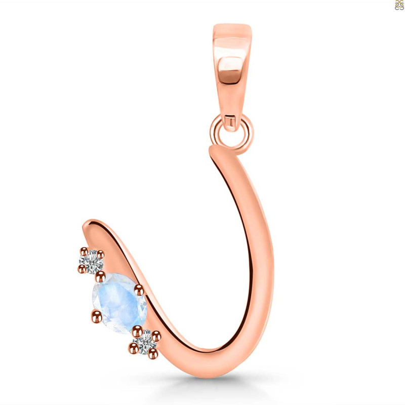 Moonstone & White Topaz Alphabet U Pendant RBM-RDA-21.