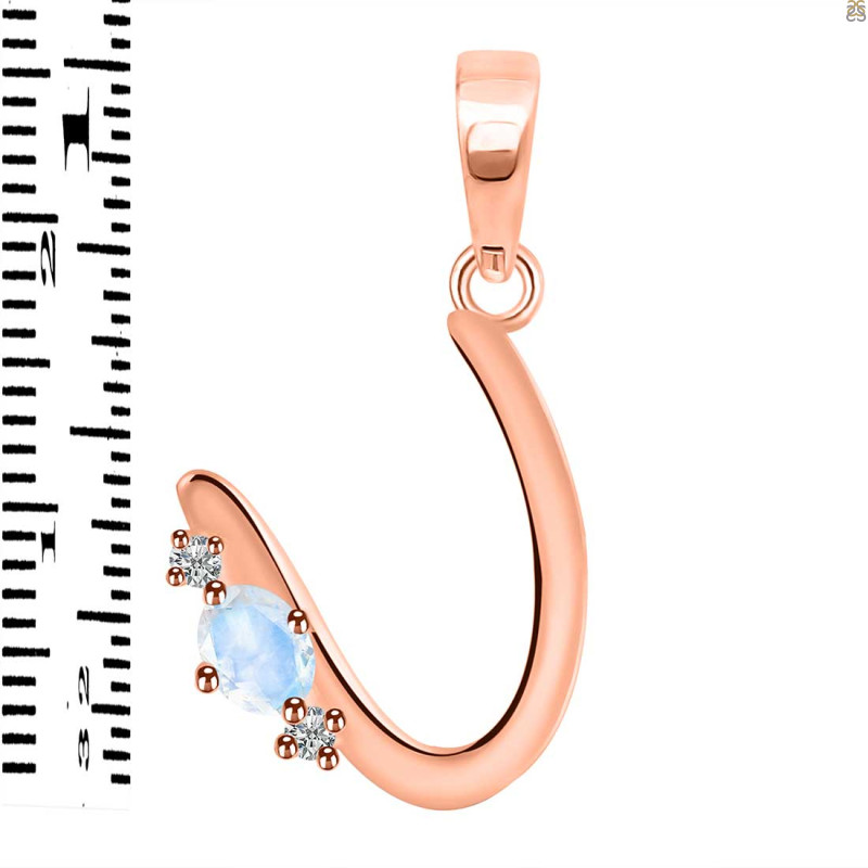 Moonstone & White Topaz Alphabet U Pendant RBM-RDA-21.