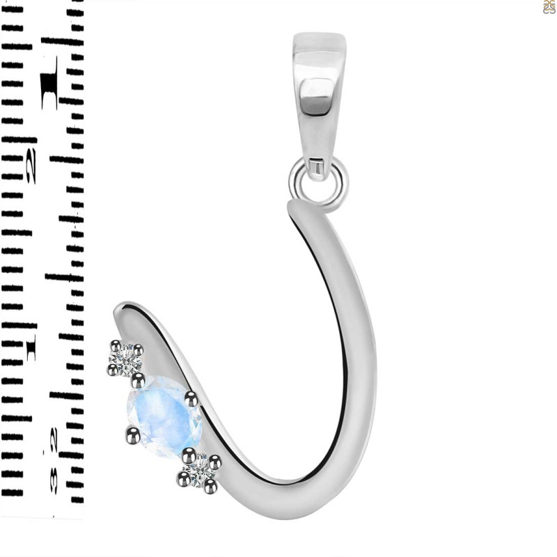 Moonstone & White Topaz Alphabet U Pendant RBM-RDA-21.