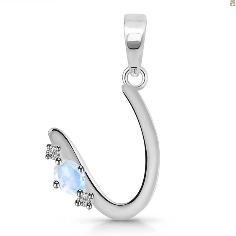 Moonstone & White Topaz Alphabet U Pendant RBM-RDA-21.