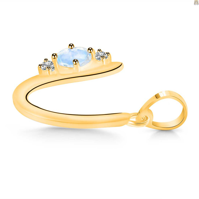 Moonstone & White Topaz Alphabet U Pendant RBM-RDA-21.