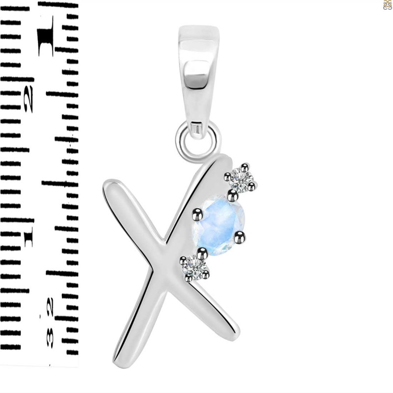 Moonstone & White Topaz Alphabet X Pendant RBM-RDA-24.