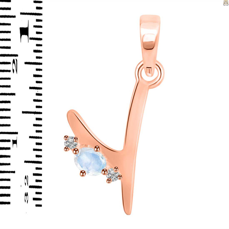 Moonstone & White Topaz Alphabet Y Pendant RBM-RDA-25.