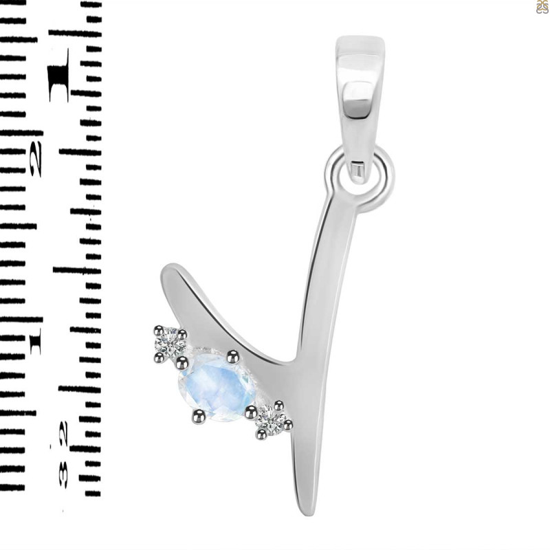 Moonstone & White Topaz Alphabet Y Pendant RBM-RDA-25.