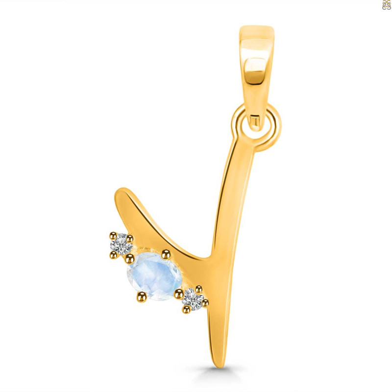Moonstone & White Topaz Alphabet Y Pendant RBM-RDA-25.