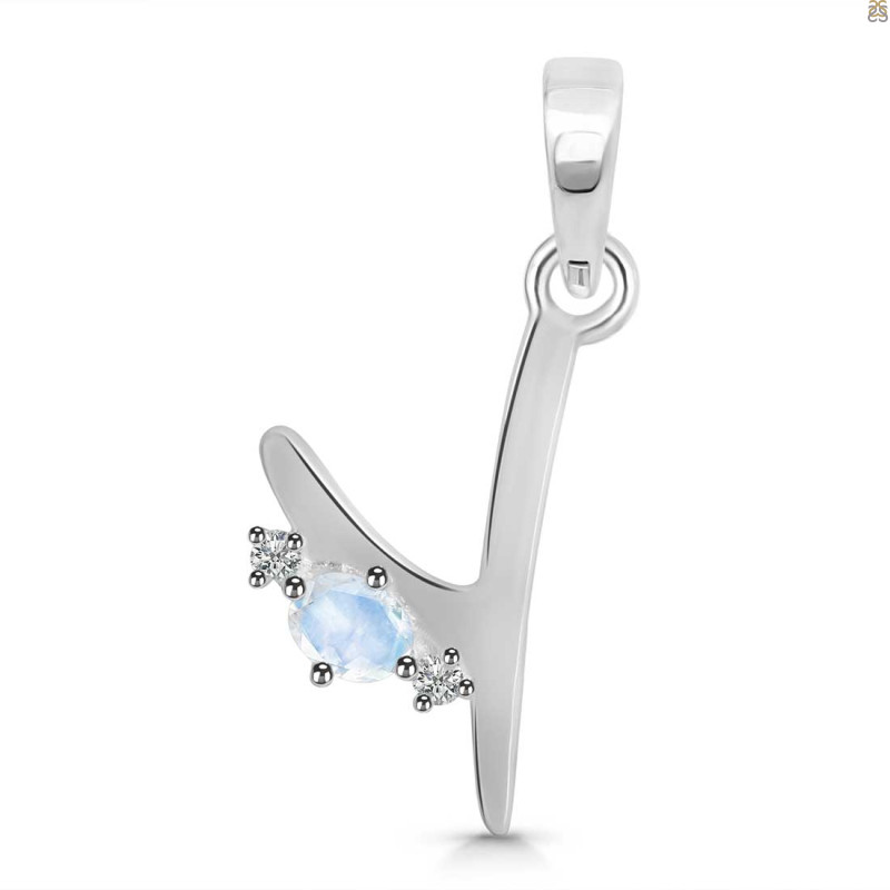 Moonstone & White Topaz Alphabet Y Pendant RBM-RDA-25.