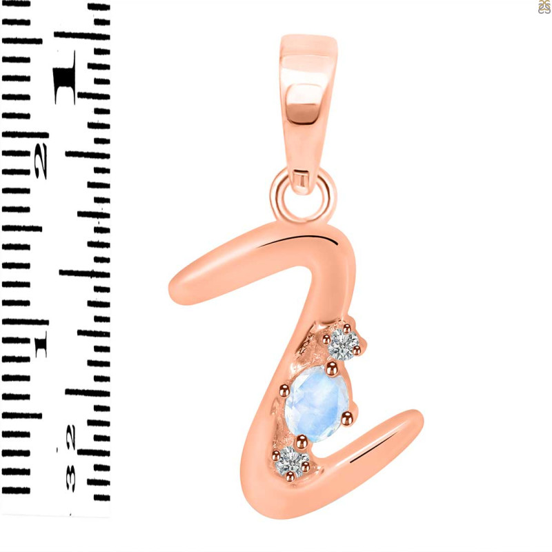 Moonstone & White Topaz Alphabet Z Pendant RBM-RDA-26.
