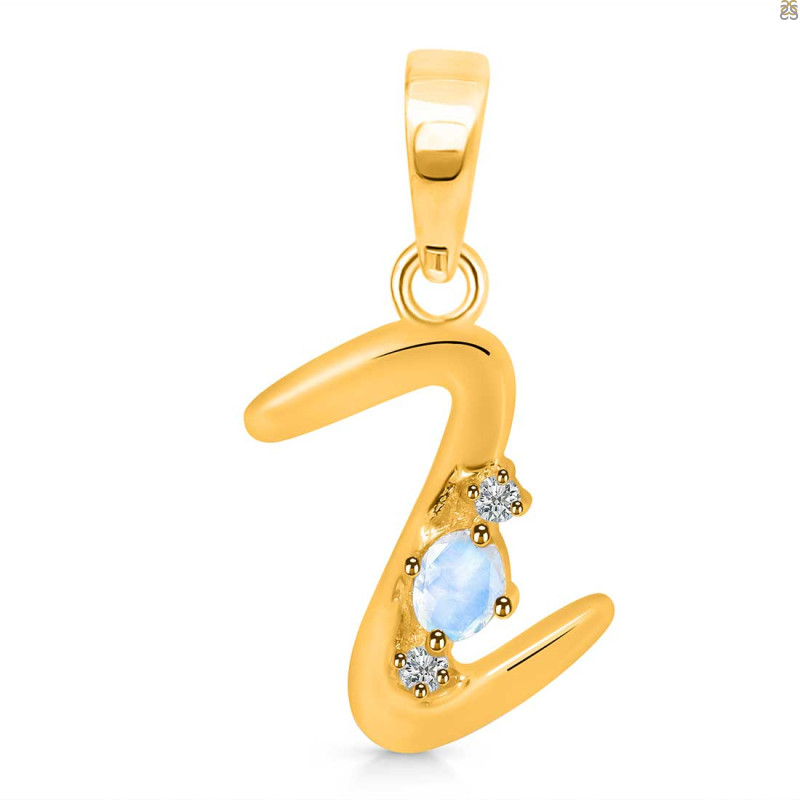 Moonstone & White Topaz Alphabet Z Pendant RBM-RDA-26.