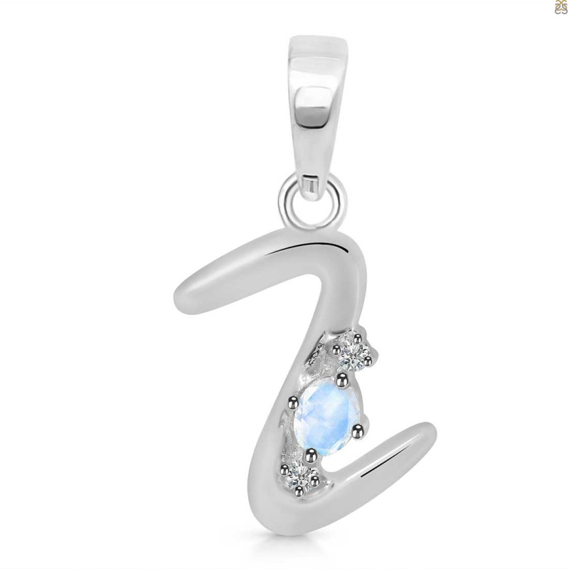 Moonstone & White Topaz Alphabet Z Pendant RBM-RDA-26.