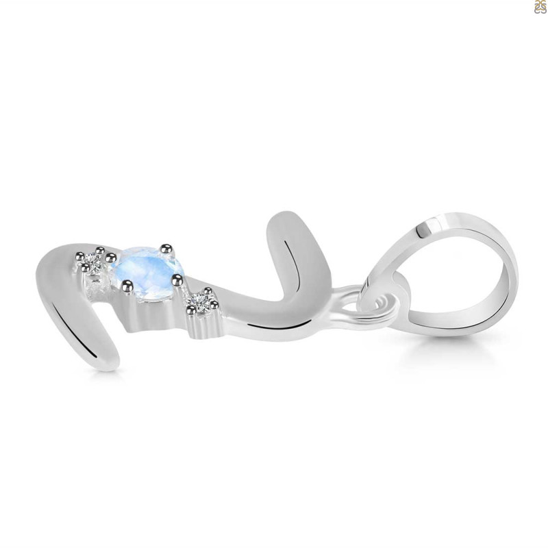 Moonstone & White Topaz Alphabet Z Pendant