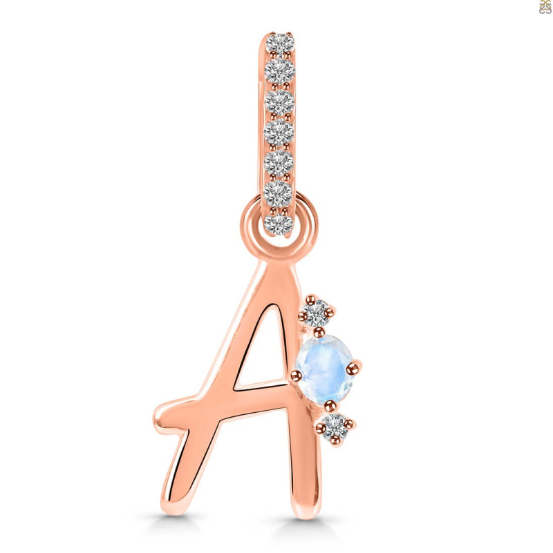 Moonstone & White Topaz Alphabet A Pendant RBM-RDA-27.
