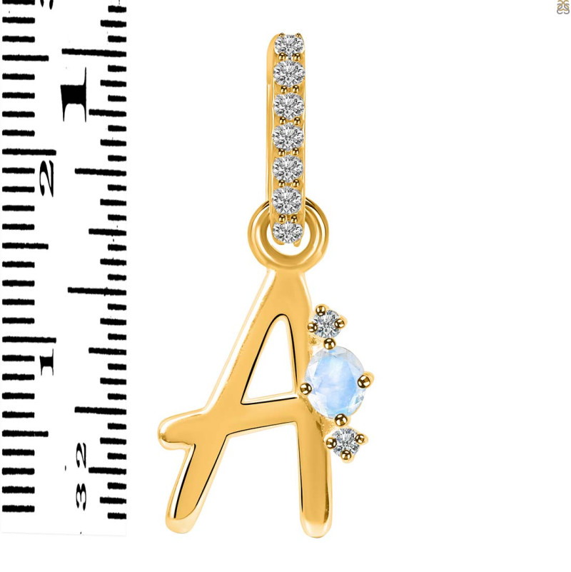 Moonstone & White Topaz Alphabet A Pendant RBM-RDA-27.