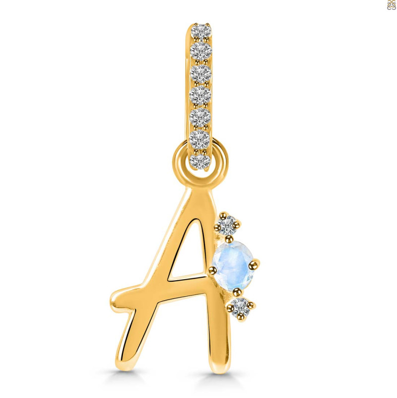 Moonstone & White Topaz Alphabet A Pendant RBM-RDA-27.