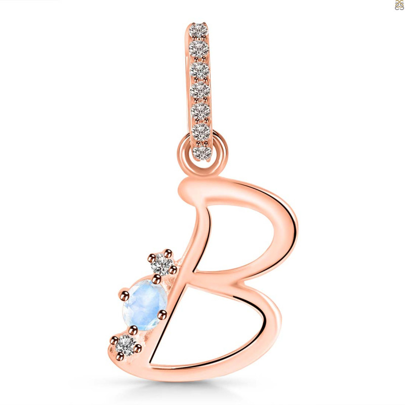 Moonstone & White Topaz Alphabet B Pendant RBM-RDA-28.