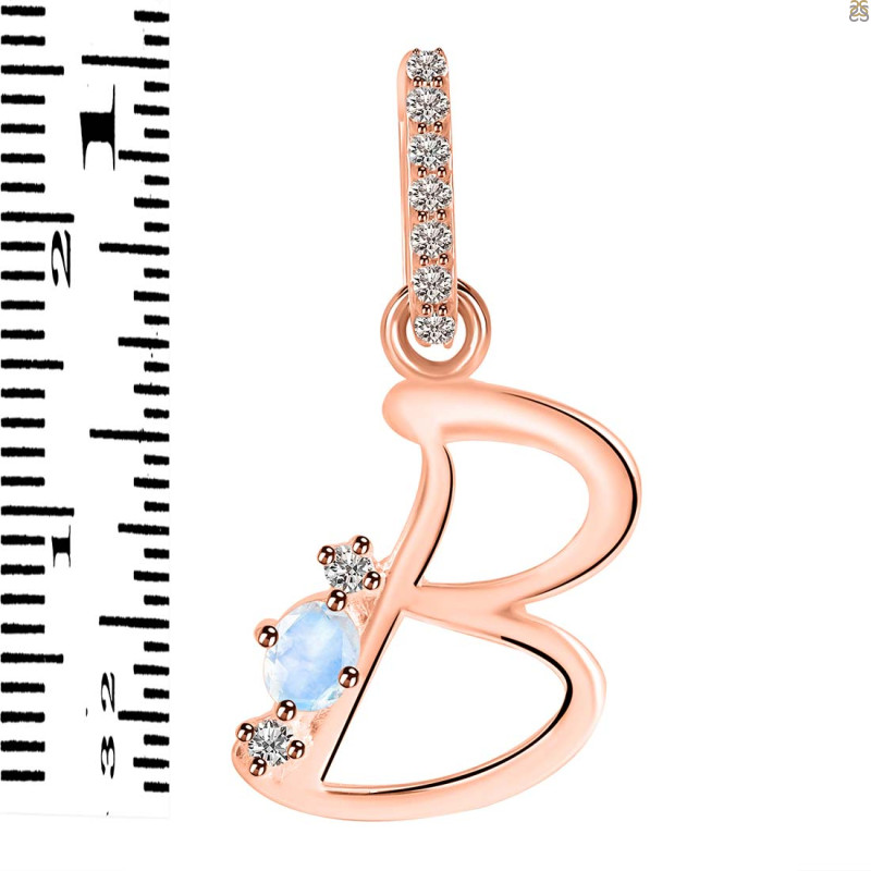 Moonstone & White Topaz Alphabet B Pendant RBM-RDA-28.