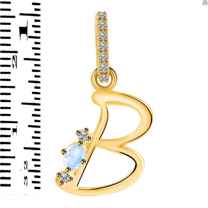 Moonstone & White Topaz Alphabet B Pendant RBM-RDA-28.