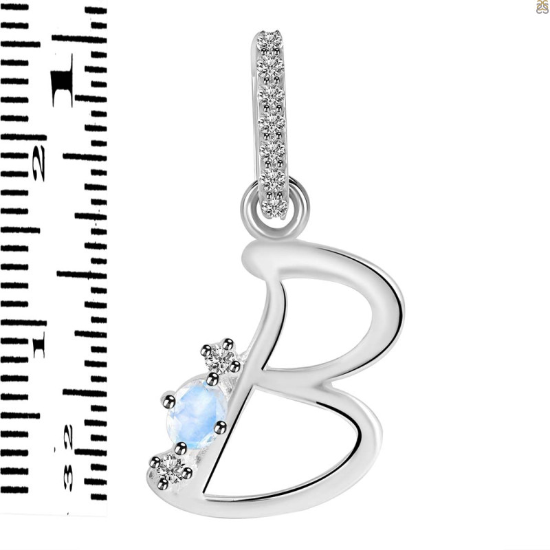 Moonstone & White Topaz Alphabet B Pendant RBM-RDA-28.