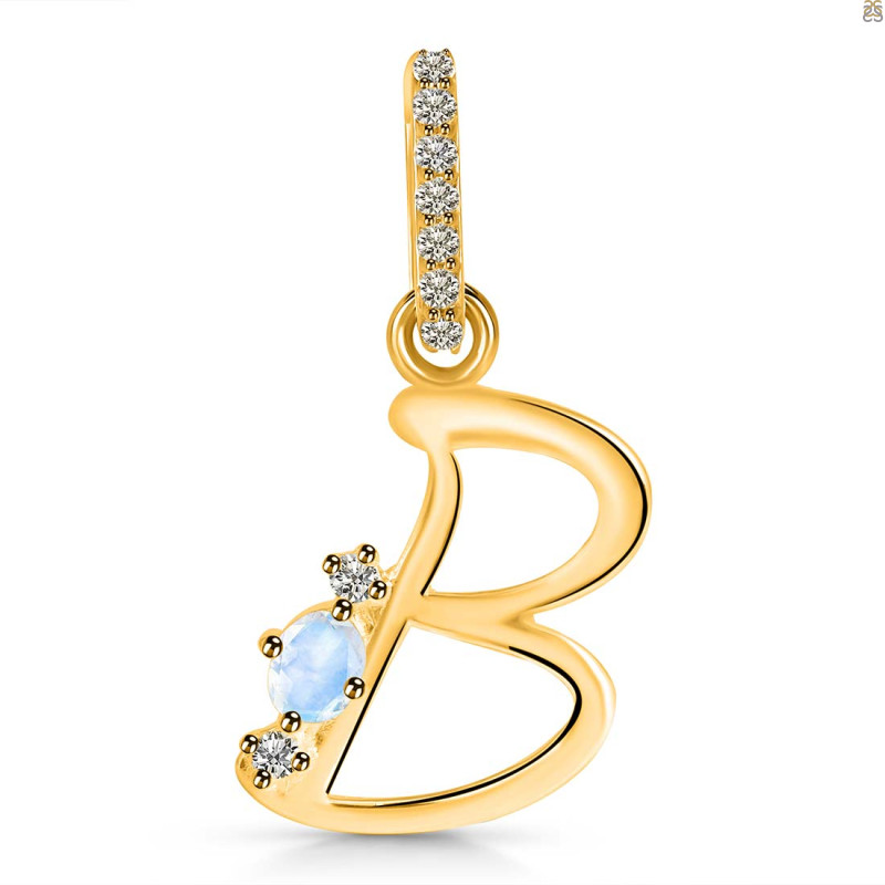 Moonstone & White Topaz Alphabet B Pendant RBM-RDA-28.