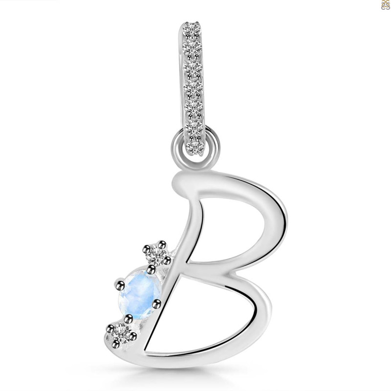 Moonstone & White Topaz Alphabet B Pendant RBM-RDA-28.