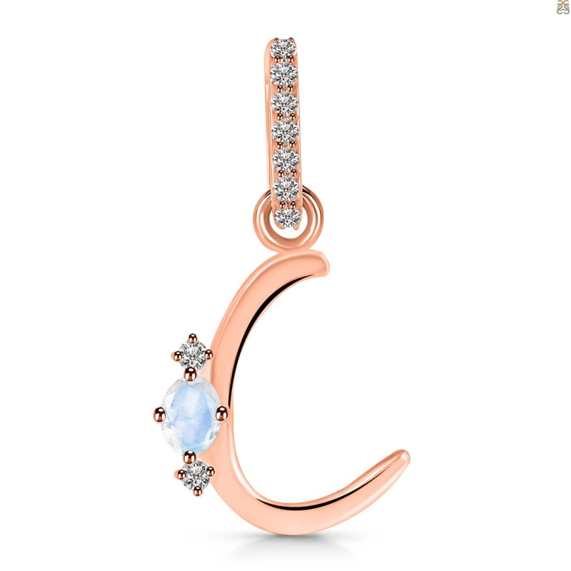 Moonstone & White Topaz Alphabet C Pendant RBM-RDA-29.