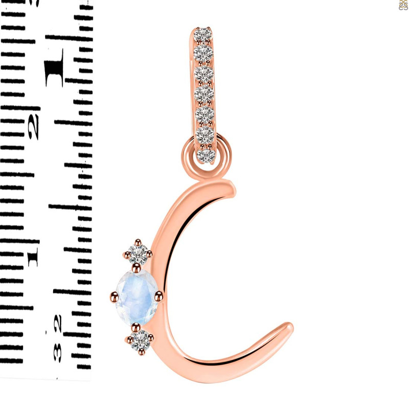 Moonstone & White Topaz Alphabet C Pendant RBM-RDA-29.