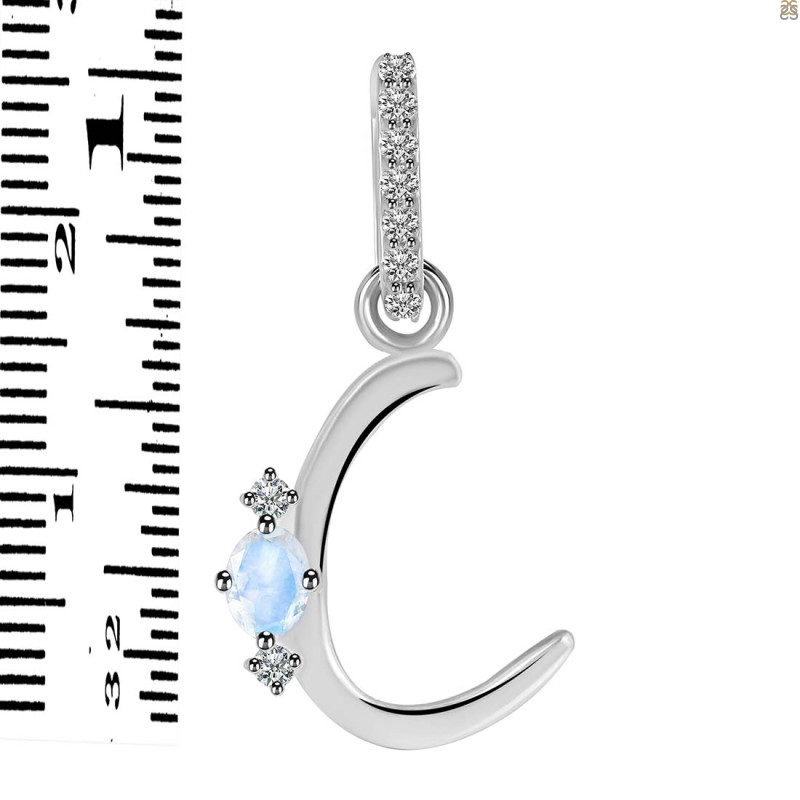 Moonstone & White Topaz Alphabet C Pendant RBM-RDA-29.