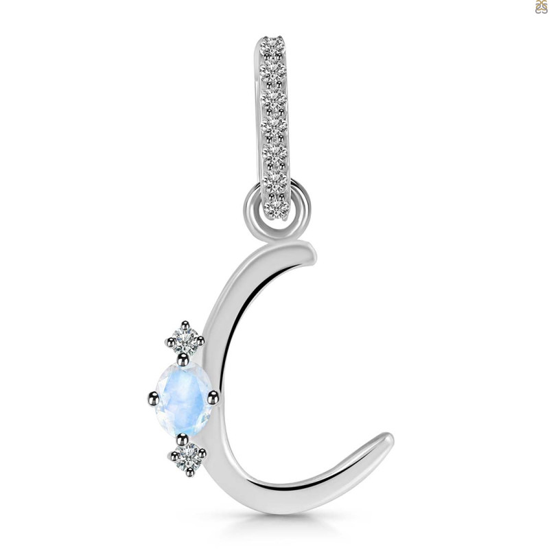Moonstone & White Topaz Alphabet C Pendant RBM-RDA-29.