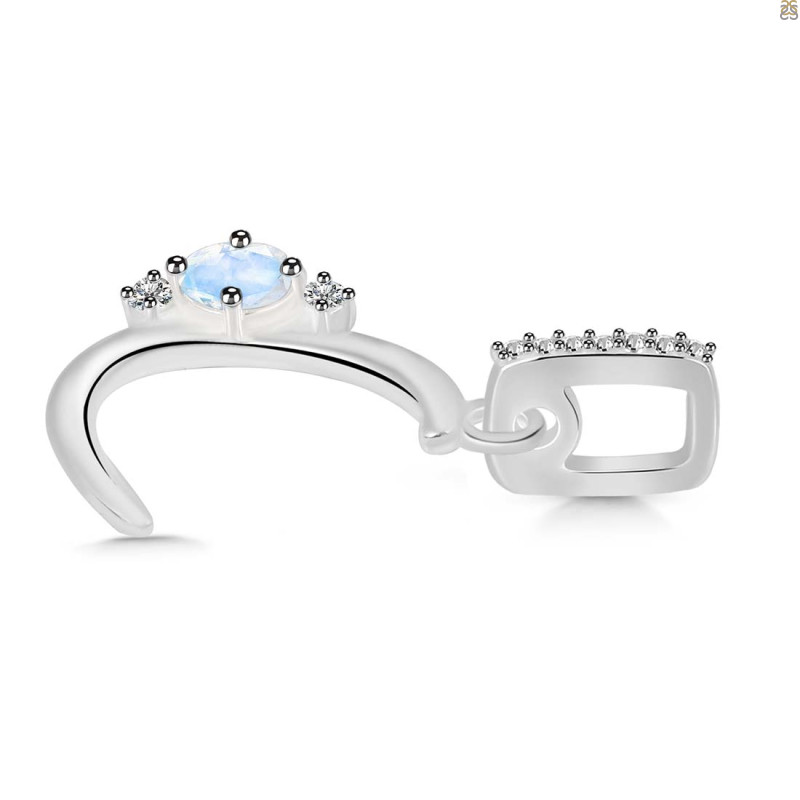 Moonstone & White Topaz Alphabet C Pendant