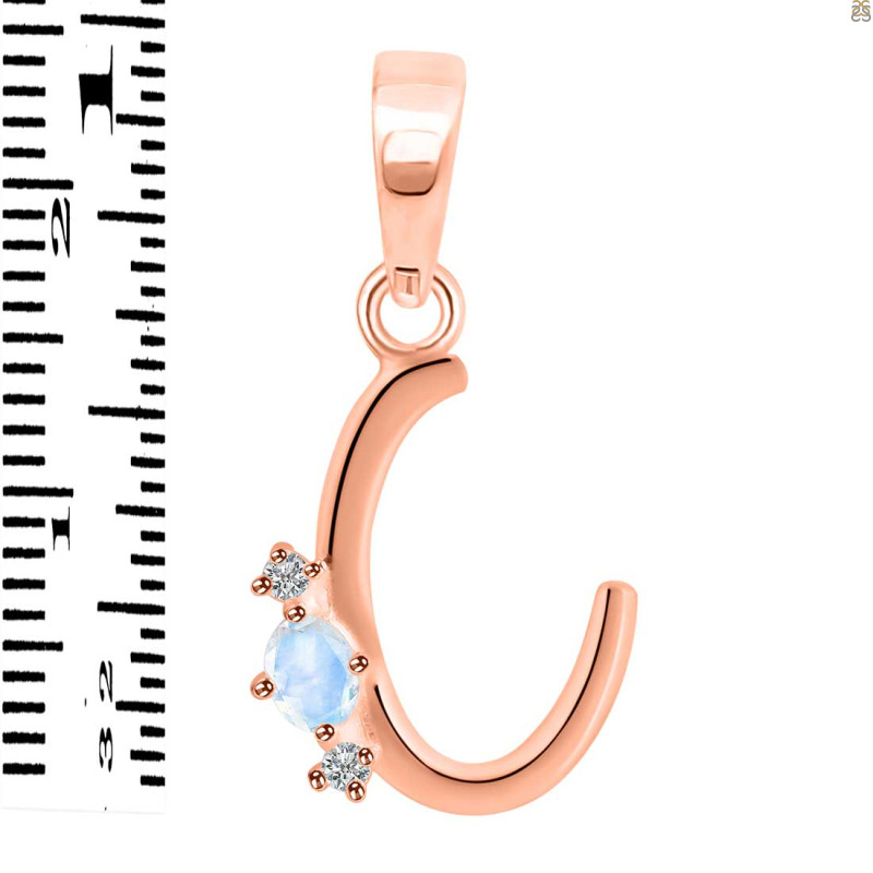 Moonstone & White Topaz Alphabet C Pendant RBM-RDA-3.