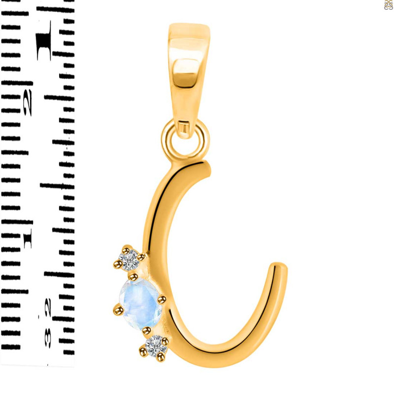 Moonstone & White Topaz Alphabet C Pendant RBM-RDA-3.