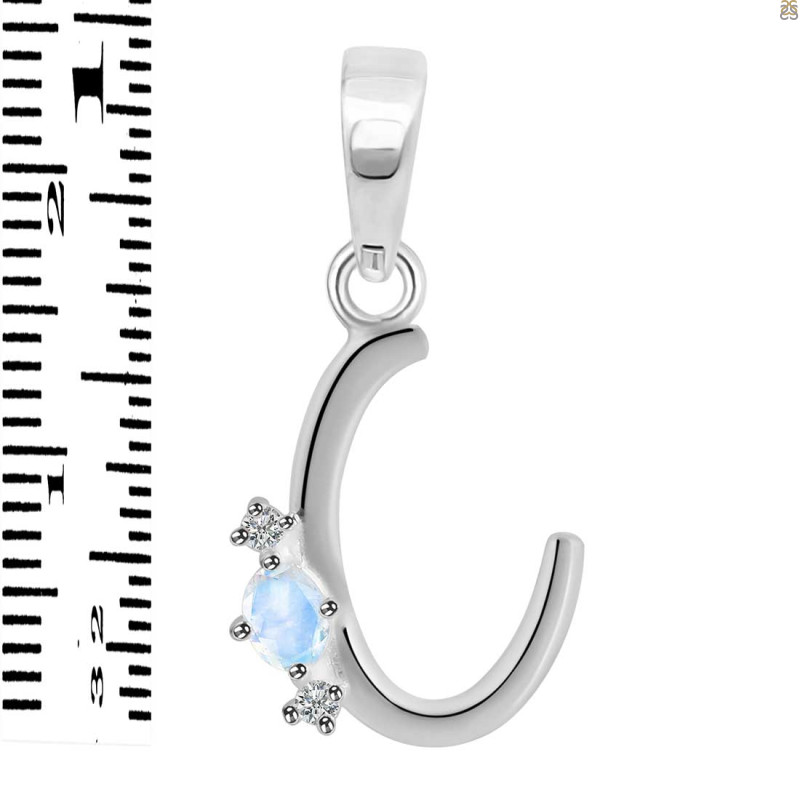 Moonstone & White Topaz Alphabet C Pendant RBM-RDA-3.